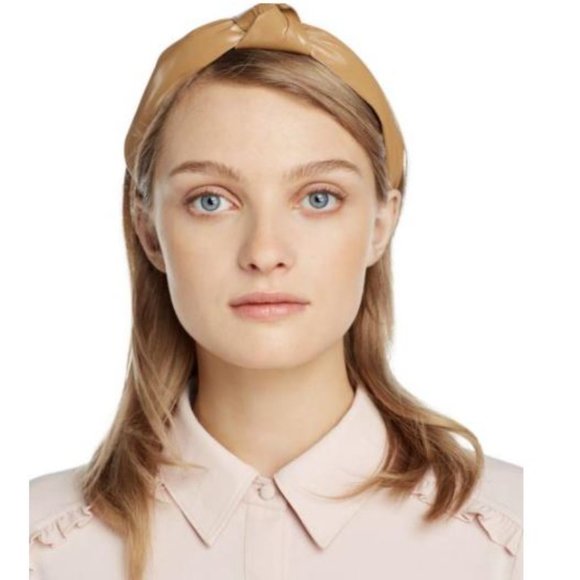 Aqua Faux Leather Knot Headband Tan NWT! $32 - Picture 2 of 2